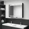 Image de Armoire De Salle De Bain À Miroir Led Noir Brillant 80x12x68 Cm Vidaxl