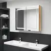 Image de Armoire De Salle De Bain À Miroir Led Chêne 80x12x68 Cm Vidaxl