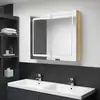 Image de Armoire De Salle De Bain À Miroir À Led Blanc Et Chêne Vidaxl