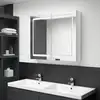 Image de Armoire De Salle De Bain À Miroir Led Blanc Brillant 80x12x68cm Vidaxl