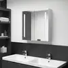 Image de Armoire De Salle De Bain À Miroir Led Gris Béton 62x14x60 Cm Vidaxl