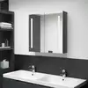 Image de Armoire De Salle De Bain À Miroir Led Gris Brillant 62x14x60 Cm Vidaxl