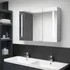 Image de Armoire De Salle De Bain À Miroir Led Gris Béton 89x14x62 Cm Vidaxl