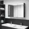 Image de Armoire De Salle De Bain À Miroir Led 89x14x62 Cm Noir Brillant Vidaxl