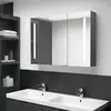 Image de Armoire De Salle De Bain À Miroir Led 89x14x62 Cm Gris Vidaxl