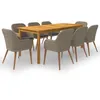 Image de Ensemble de salle à manger - vidaXL - 9 pcs - Bois dacacia massif - Résine tressée - Extérieur