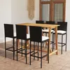 Image de Ensemble De Bar De Jardin Avec Coussins 7 Pcs Noir Vidaxl