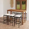 Image de Ensemble De Bar De Jardin Avec Coussins 7 Pcs Noir Vidaxl