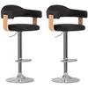 Image de Tabourets De Bar Lot De 2 Noir Bois Courbé Et Similicuir Vidaxl