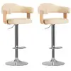Image de Tabourets De Bar Lot De 2 Crème Bois Courbé Et Similicuir Vidaxl