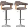 Image de Tabourets De Bar Lot De 2 Taupe Bois Courbé Et Tissu Vidaxl