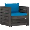 Image de Vidaxl salon de jardin 2 pcs avec coussins bois imprégné de gris