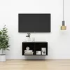 Image de Meuble Tv Mural Noir Brillant 37x37x72 Cm Bois D’ingénierie Vidaxl