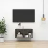 Image de Meuble Tv Mural Gris Brillant 37x37x72 Cm Bois D’ingénierie Vidaxl