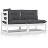 Image de Salon De Jardin 2 Pcs Avec Coussins Blanc Bois De Pin Massif Vidaxl