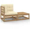 Image de Salon De Jardin 2 Pcs Avec Coussins Marron Miel Bois De Pin Vidaxl