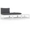 Image de Salon De Jardin 3 Pcs Avec Coussins Blanc Bois De Pin Massif Vidaxl