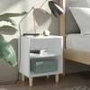 Image de Table De Chevet Avec Pieds En Bois Massif Blanc 40x30x50 Cm Vidaxl