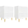 Image de Tables De Chevet Avec Pieds En Bois 2 Pcs Blanc 40x30x50 Cm Vidaxl