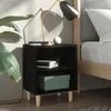 Image de Tables De Chevet Avec Pieds En Bois 2 Pcs Noir 40x30x50 Cm Vidaxl