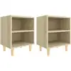 Image de Tables De Chevet Pieds En Bois 2 Pcs Chêne Sonoma 40x30x50 Cm Vidaxl