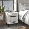 Image de vidaXL Tables de chevet pieds en métal 2 pcs Blanc brillant 40x30x50cm