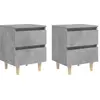 Image de Tables De Chevet Pieds En Pin 2 Pcs Gris Béton 40x35x50 Cm Vidaxl