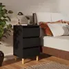 Image de Table De Chevet Avec Pieds En Bois Noir 40x35x69 Cm Vidaxl