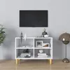 Image de vidaXL Meuble TV avec pieds en bois massif Blanc 695x30x50 cm
