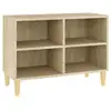 Image de Vidaxl meuble tv avec pieds en bois massif chêne sonoma 69,5x30x50 cm