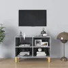 Image de Meuble Tv Avec Pieds En Bois Massif Gris Béton 69,5x30x50 Cm Vidaxl