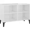 Image de Meuble Tv Avec Pieds En Métal Blanc Brillant 69,5x30x50 Cm Vidaxl