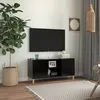 Image de Meuble Tv Avec Pieds En Bois Massif Noir 103,5x35x50 Cm Vidaxl