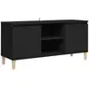 Image de Vidaxl meuble tv avec pieds en bois massif noir 103,5x35x50 cm