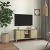Image de Meuble Tv Avec Pieds En Bois Massif Chêne Sonoma 103,5x35x50 Cm Vidaxl