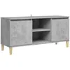 Image de Meuble Tv Avec Pieds En Bois Massif Gris Béton 103,5x35x50 Cm Vidaxl