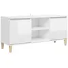 Image de Meuble Tv Avec Pieds En Bois Blanc Brillant 103,5x35x50 Cm Vidaxl