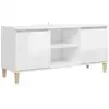 Image de Vidaxl meuble tv avec pieds en bois blanc brillant 103,5x35x50 cm
