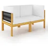 Image de Banc De Jardin 2 Places Avec Coussins En Bois D'acacia Et Corde Vidaxl