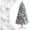 Image de Arbre De Noël Artificiel Pré-éclairé Blanc 120 Cm Fibre Optique Vidaxl