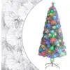 Image de Arbre De Noël Artificiel Pré-éclairé Blanc 150 Cm Fibre Optique Vidaxl
