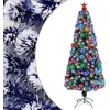Image de Arbre De Noël Artificiel Pré-éclairé Blanc/bleu Fibre Optique Vidaxl