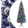 Image de Arbre De Noël Artificiel Pré-éclairé Blanc/bleu Fibre Optique Vidaxl
