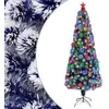 Image de Arbre De Noël Artificiel Pré-éclairé Blanc/bleu Fibre Optique Vidaxl