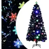 Image de Sapin De Noël Et Flocons De Neige Led Noir 150 Cm Fibre Optique Vidaxl