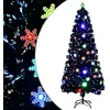 Image de Sapin De Noël Et Flocons De Neige Led Noir 180 Cm Fibre Optique Vidaxl