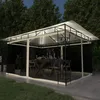 Image de vidaXL Tonnelle avec Moustiquaire et Lumières Belvédère de Jardin Pavillon dExtérieur Tente de Réception Chapiteau Barbecue