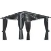 Image de Tonnelle Avec Rideau Et Lumières Led 3x3 M Anthracite Aluminium Vidaxl