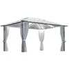 Image de vidaXL Tonnelle avec rideau et lumières LED 4x3 m Crème Aluminium 3070335