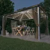 Image de Tonnelle Avec Rideau Et Lumières Led 4x3 M Taupe Aluminium Vidaxl